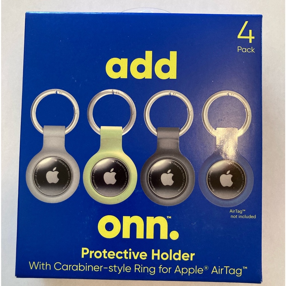 Set of 4 Apple AirTag key rings by Onn.